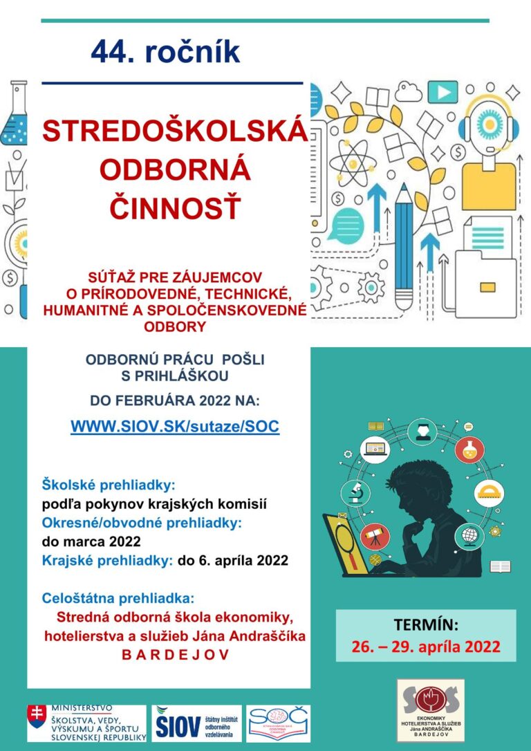 44. ročník Stredoškolskej odbornej činnosti (SOČ)