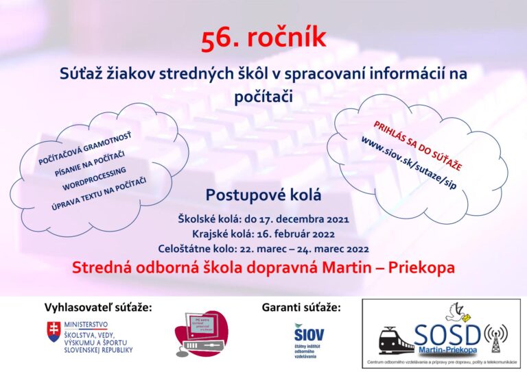 56. ročník Súťaže žiakov stredných škôl v spracovaní informácií na počítači
